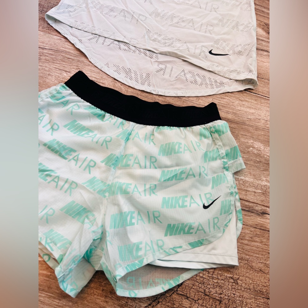 Nike Top Women Outfit Set Small Shorts Tank Top Aeroready Athletic Green #22 - Picture 5 of 11